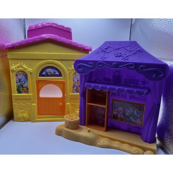 Mattel Dora the Explorer Yellow Pink Doll Play House & Purple House Set 2013 - Picture 1 of 12